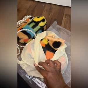 Cute Fuzzy Color Block Purse